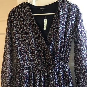 Madewell XS floral midi tie-wrap dress